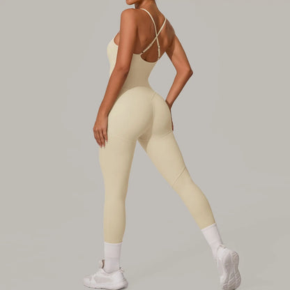 Yoga Jumpsuits Women All In One Pieces Sport Rompers Super Stretch Slim Fit Lifting Hip Fitness Bodysuits With Adjustable Strips