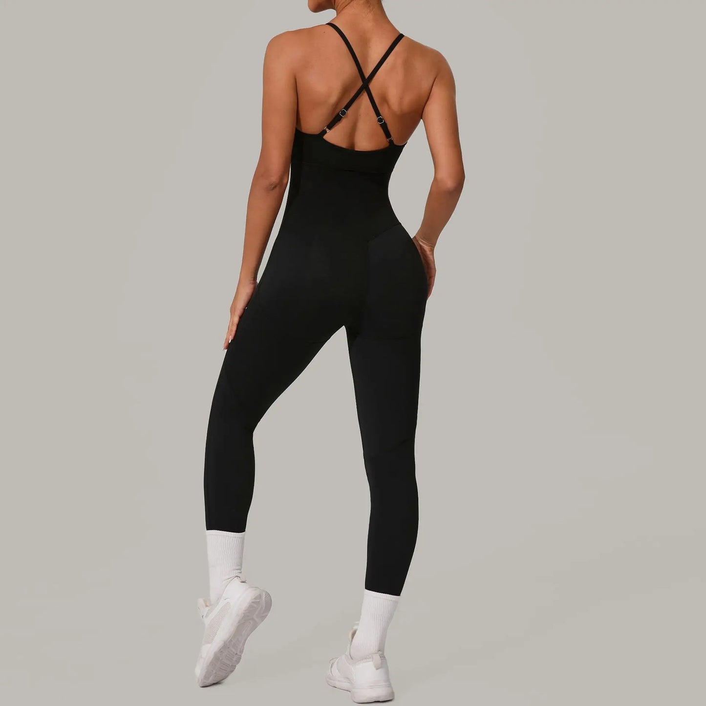 Yoga Jumpsuits Women All In One Pieces Sport Rompers Super Stretch Slim Fit Lifting Hip Fitness Bodysuits With Adjustable Strips