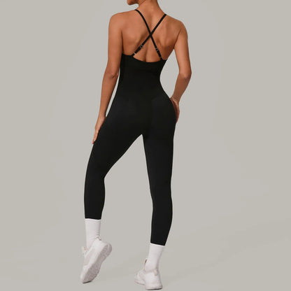 Yoga Jumpsuits Women All In One Pieces Sport Rompers Super Stretch Slim Fit Lifting Hip Fitness Bodysuits With Adjustable Strips